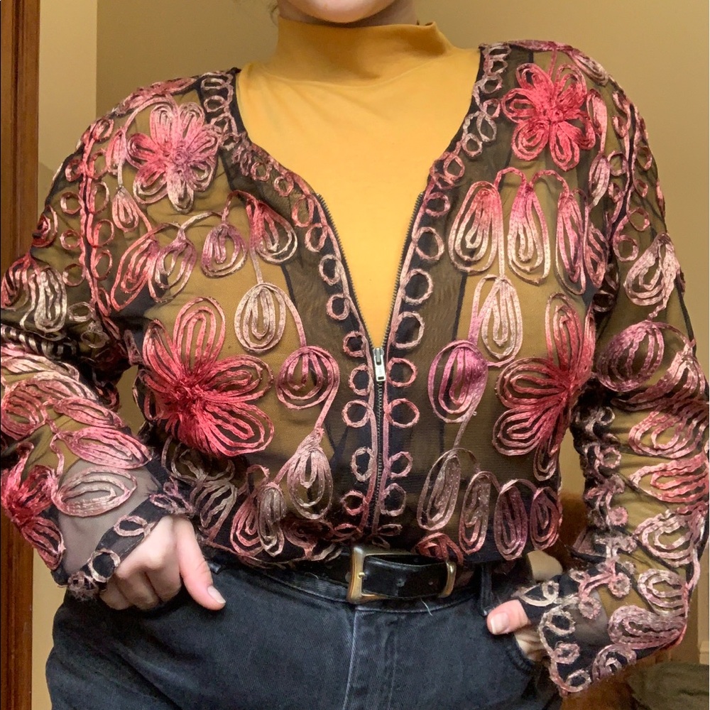 Sheer zip up coverup